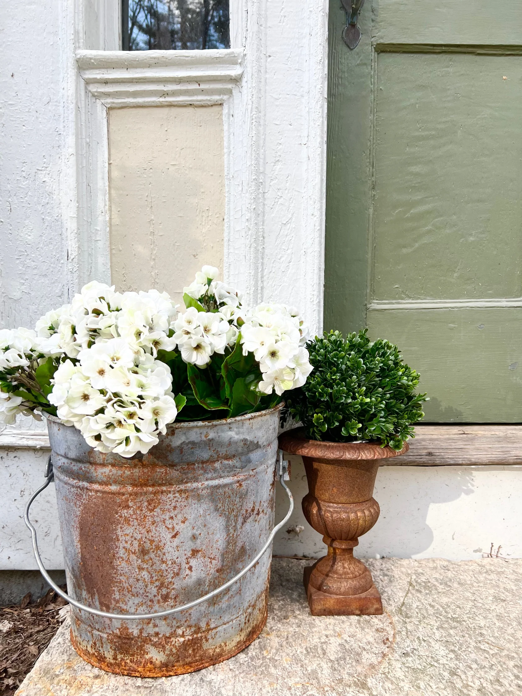 Artificial Geraniums Bush UV Resistant (Set of 3) (6131-S3-WH) - Image 7