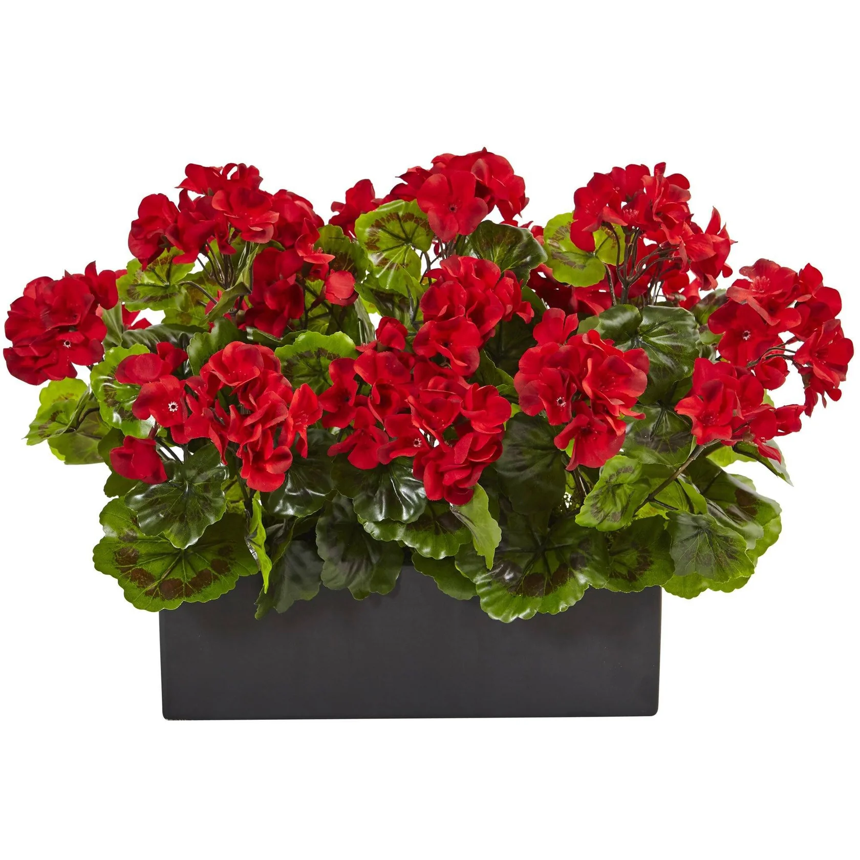 Artificial Geranium in Rectangular Planter UV Resistant (Indoor/Outdoor) (6949-BU) - Image 3