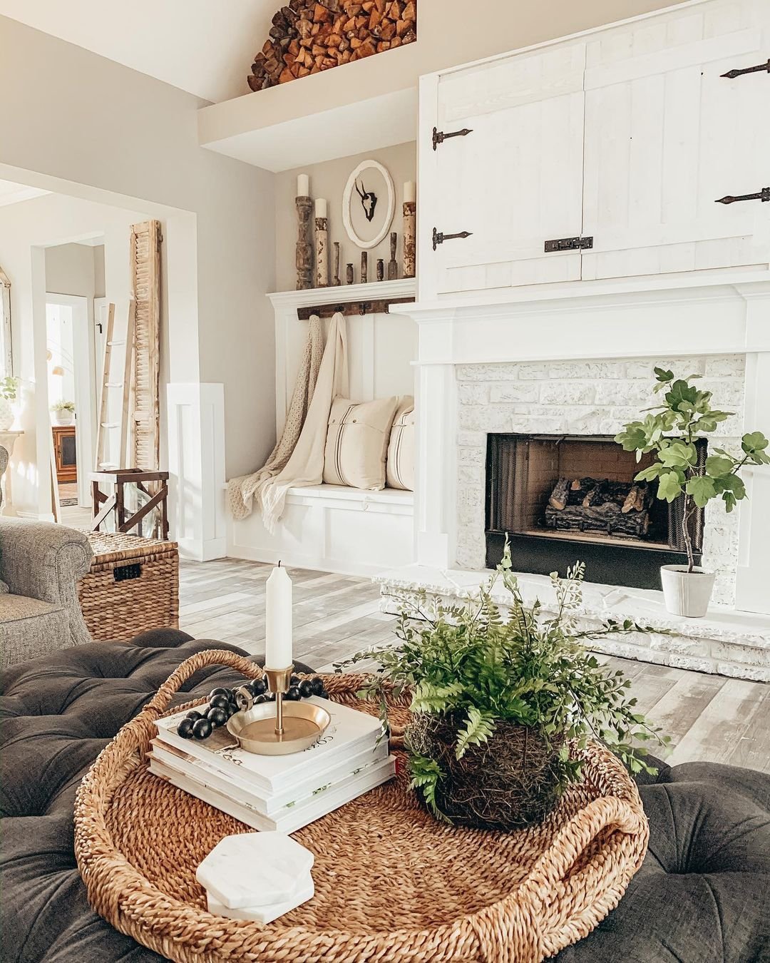 Mixed Fern w/Twig and Moss Basket (4846) - Image 2