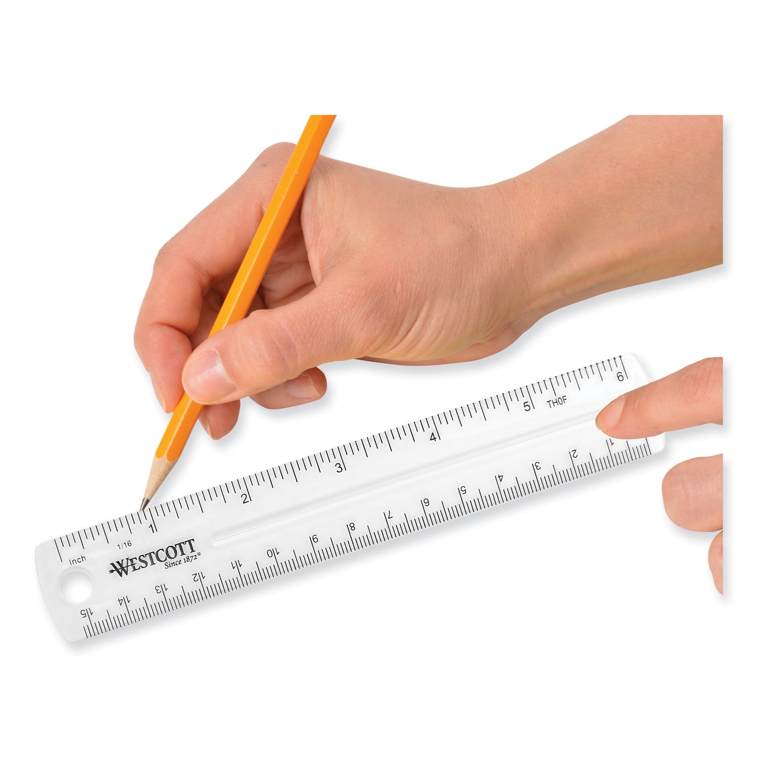 Westcott Clear Flexible Acrylic Ruler, Standard/Metric, 6" (15 cm) Long, Clear, 12/Box (ACM17723) - Image 2