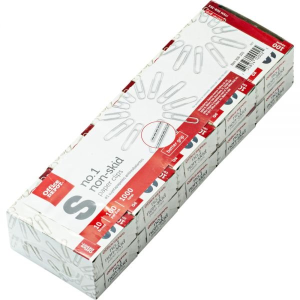 Non-Skid Paper Clips, No. 1, Small, Silver, Pack Of 10 Boxes, 100 Per Box, 1000 Total (ODFN308353) - Image 3