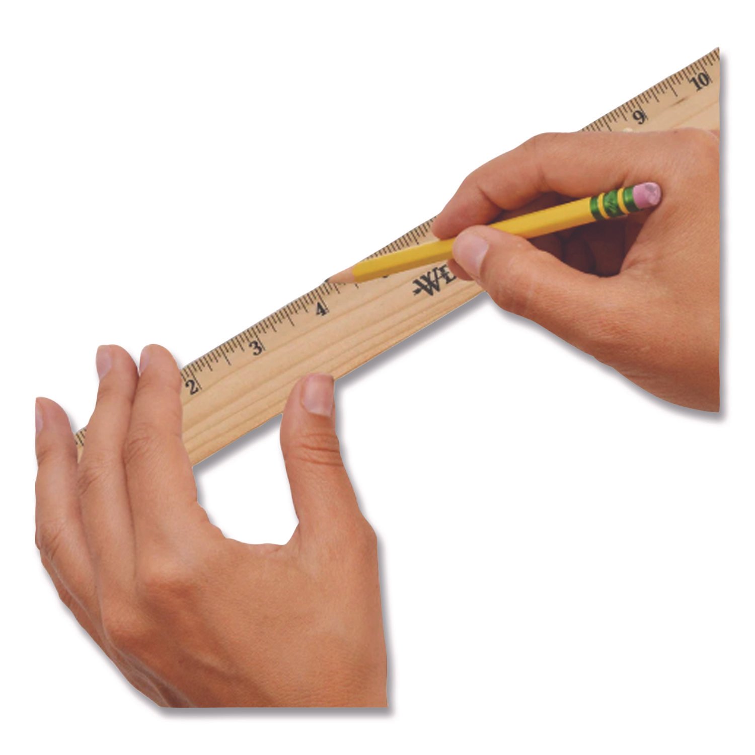 Westcott Beveled Wood Ruler, Standard, 12" Long, Natural Hardwood, 12/Pack (ACM17720) - Image 2