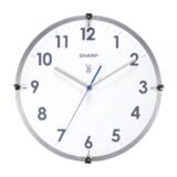 Sharp Atomic Round Wall Clock, 11", White/Silver (ODFN548024)