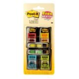 Post-it Flags, 1 in. x 1.7 in., 4 Dispensers, 50 Flags/Dispenser, Assorted Colors, Printed "Sign Here", Back to School Supplies - 680SH4VA (MMM680SH4VA)