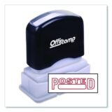 Offistamp Pre-Inked Message Stamp with Blank Date Box, POSTED, 1.63" x 0.38", Red Ink (MKG034521)