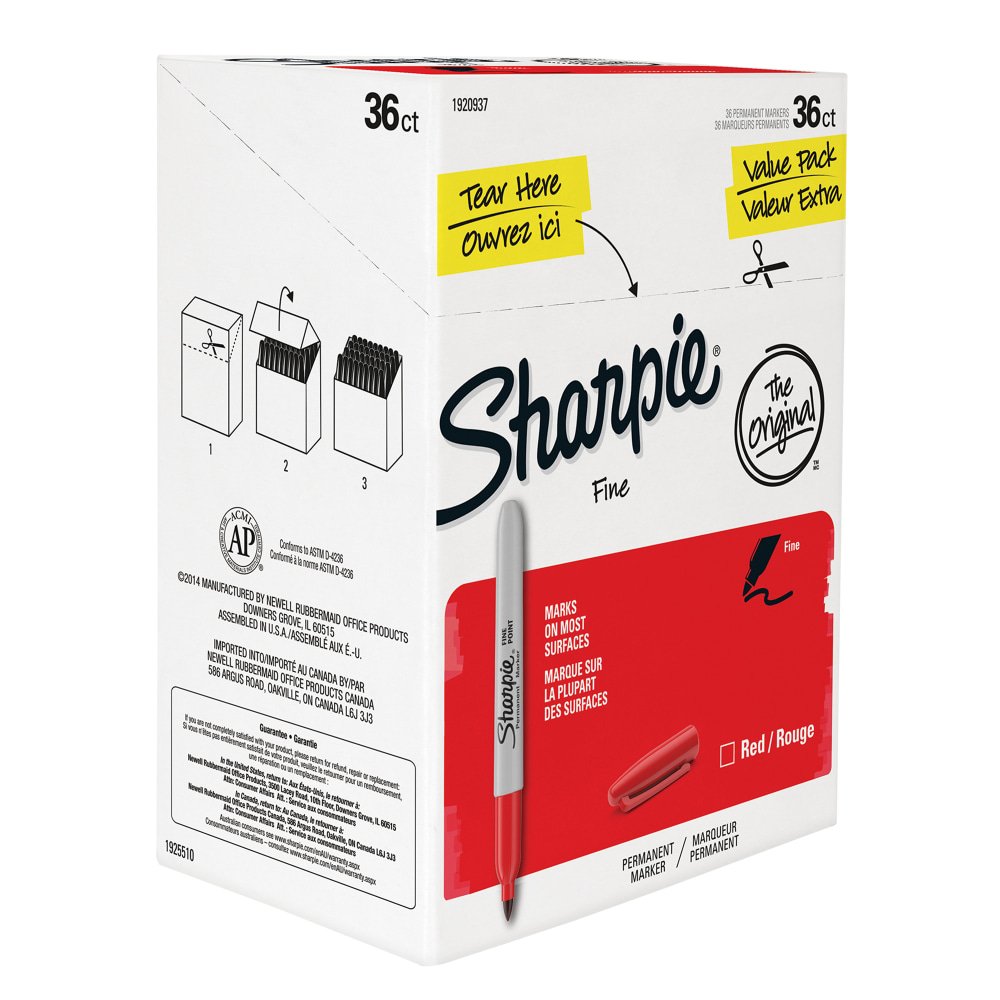 Sharpie Permanent Fine-Point Markers, Red, Pack Of 36 (SAN1920937) - Image 5
