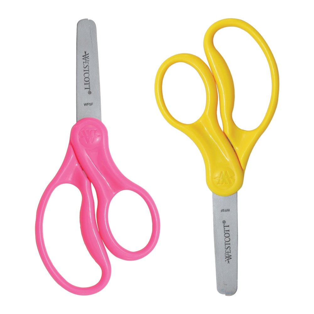 Westcott Hard Handle Kids Value Scissors, 5", Blunt, Assorted Colors, Pack Of 2 (ODFN2480274) - Image 3