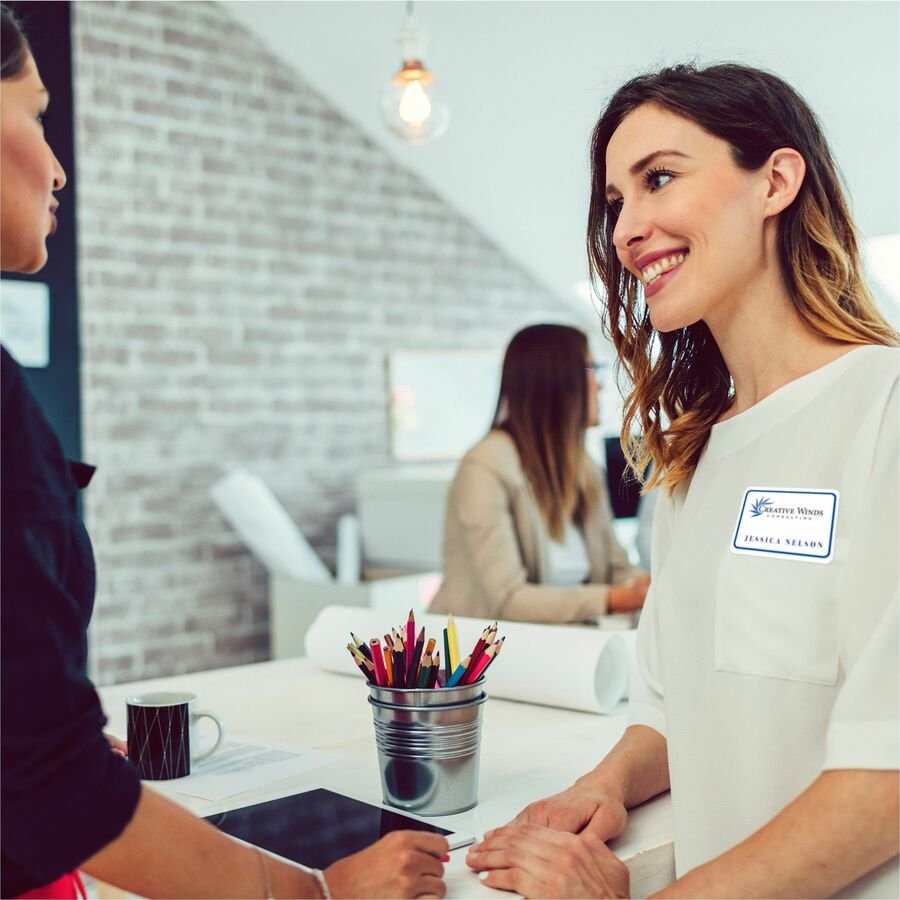 Avery Flexible Name Badge Labels, 5895, 2 1/3" x 3 3/8", White With Blue Border, Box Of 400 (AVE5895) - Image 4
