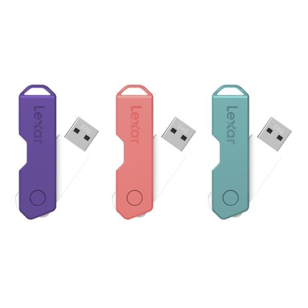 Lexar JumpDrive TwistTurn2 USB 2.0 Flash Drive, 64GB, Assorted Colors, LJDTT2-64GABOD20 (ODFN6923002)