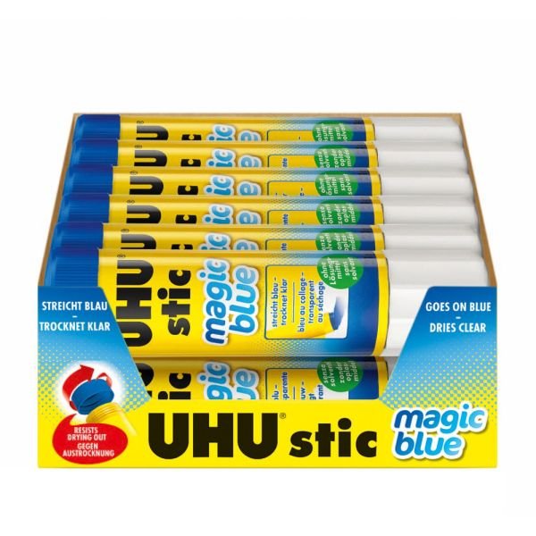 Saunders UHU stic Color Glue Sticks, 1.41 Oz, Blue, Box Of 12 (STD99653)