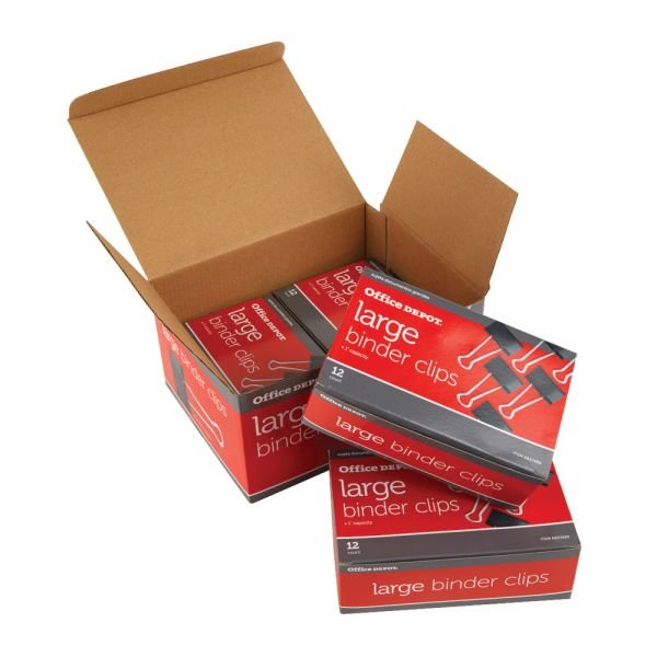 Heavy-Duty Binder Clips, Large, 2" Wide, 1" Capacity, Black, Box Of 48 (ODFN6837499) - Image 3