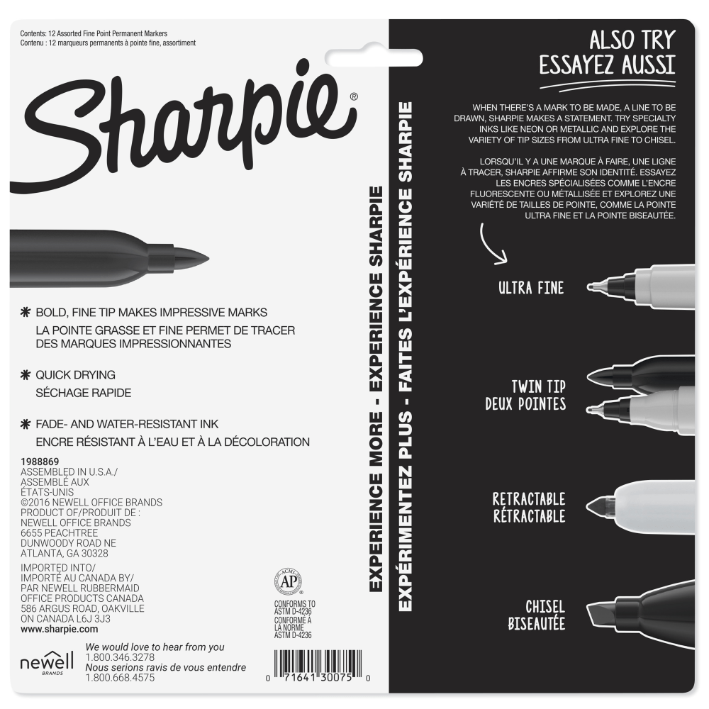 Sharpie Permanent Fine-Point Markers, Assorted Colors, Pack Of 12 Markers (ODFN925531) - Image 4