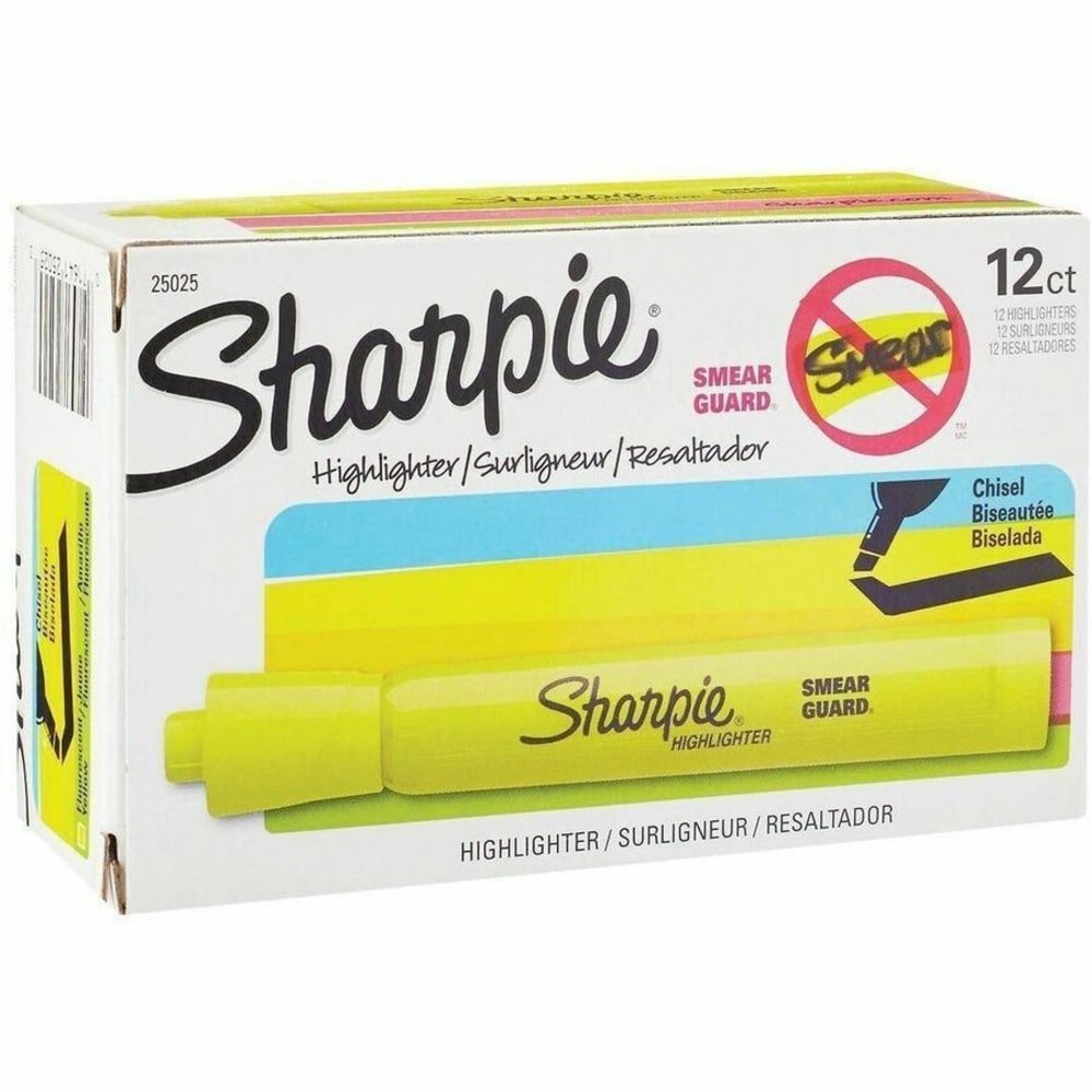 Sharpie Tank Highlighters, Chisel Tip, Fluorescent Yellow, 12 Count (SAN25025) - Image 4