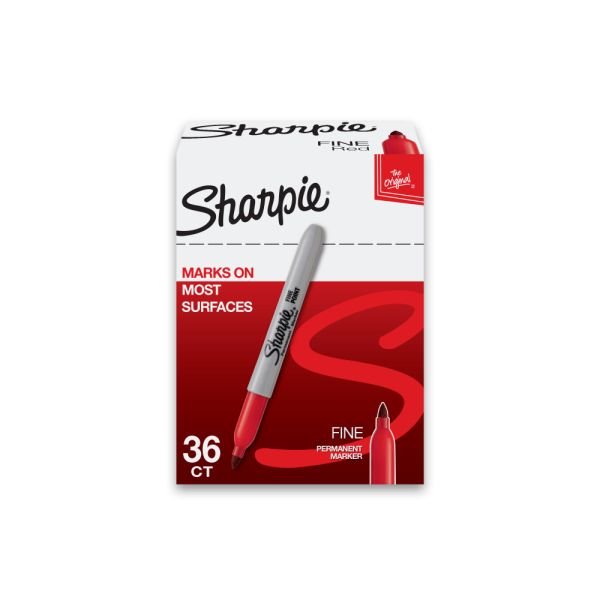 Sharpie Permanent Fine-Point Markers, Red, Pack Of 36 (SAN1920937)