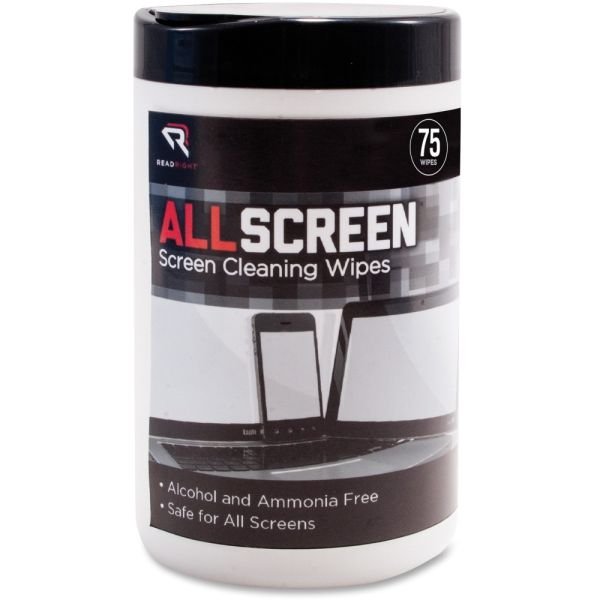 Advantus Read/Right AllScreen Screen Cleaning Wipes - For Display Screen - Alcohol-free, Ammonia-free - Assorted - 75/Tub - 1 Each (REARR15045)