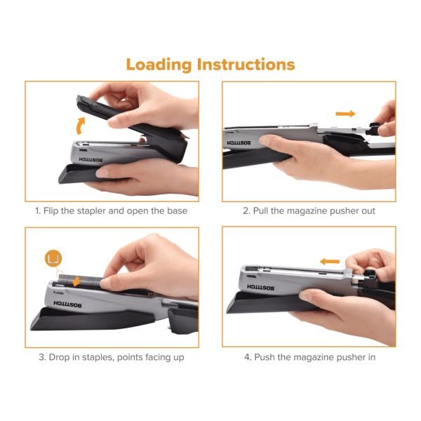 Bostitch InPower One-Finger Eco-Friendly Desktop Stapler, 25-Sheet Capacity, Black/Gray (ACI1100) - Image 9