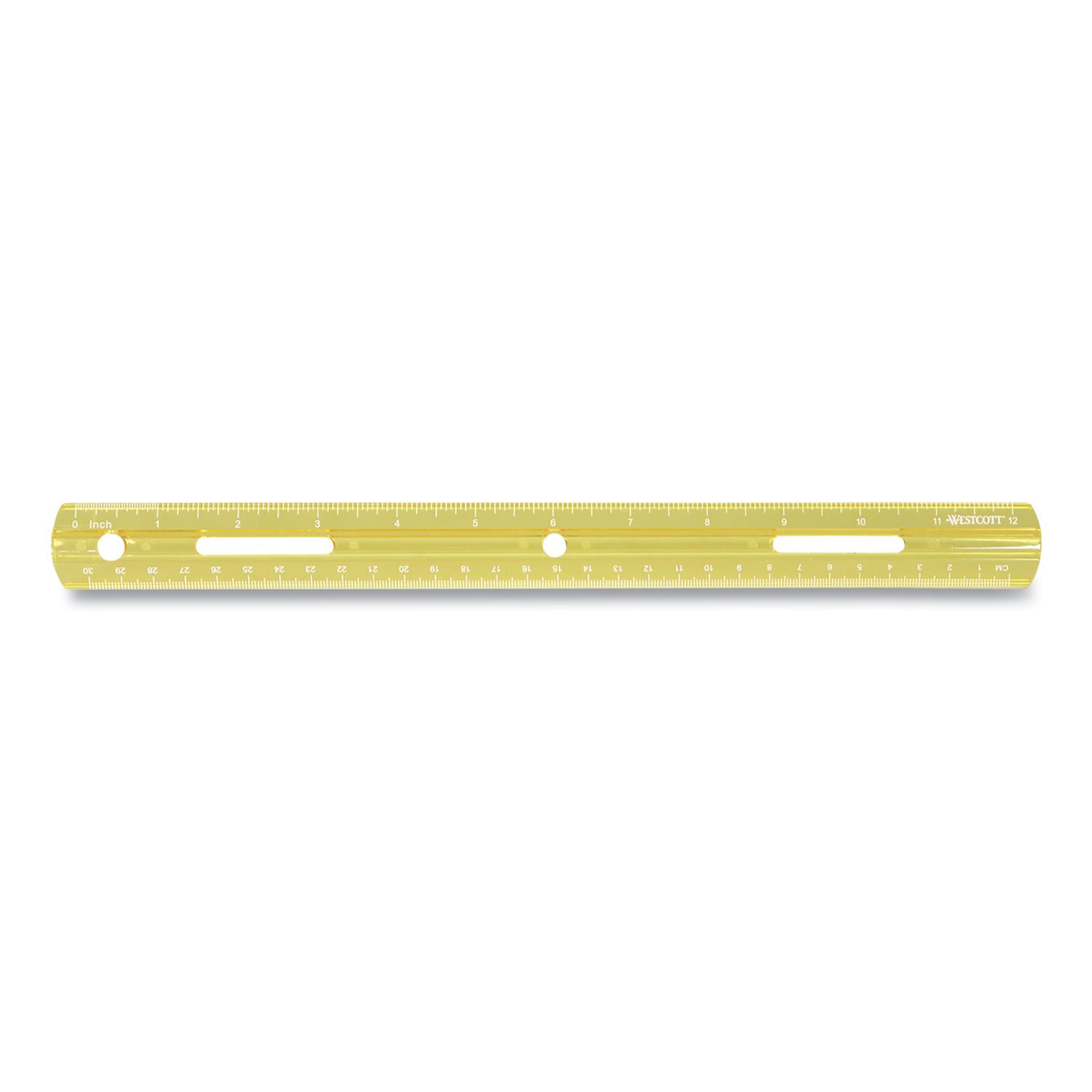 Westcott Plastic Ruler, Standard/Metric, 12" (30 cm) Long, Assorted Translucent Colors (ACM17722) - Image 2