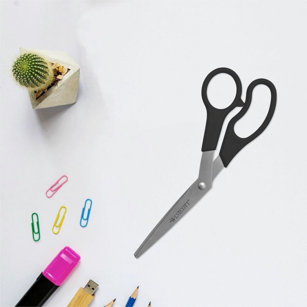 Westcott All-Purpose Value Stainless Steel Scissors, 8", Pointed, Black, Pack Of 3 (ACM13402) - Image 4